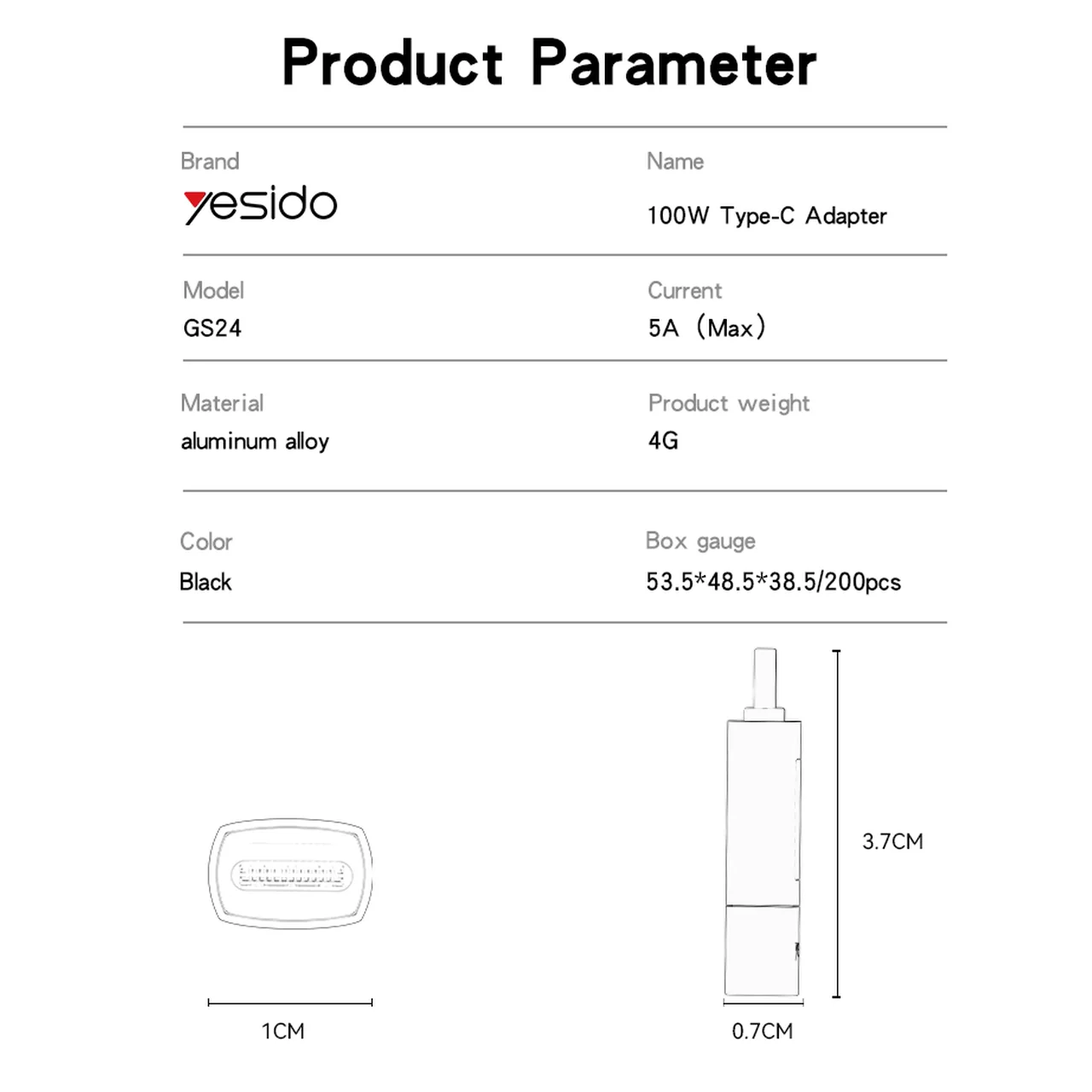 تبدیل  Yesido Type-C To Type-C دارای نمایشگر LED مدل GS24 100W - قهوه ای (گارانتی 18 ماه تعویض نیکان همراه)